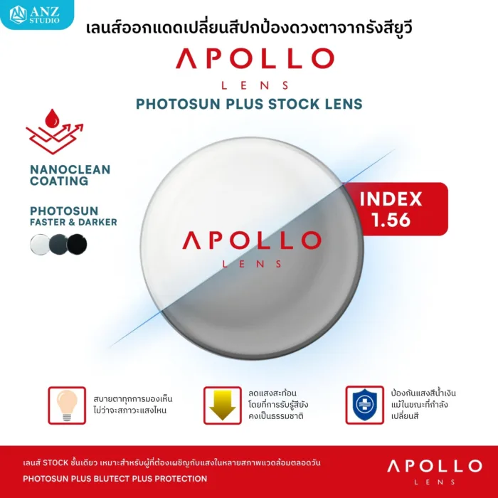 ANZ STUDIO เลนส์สายตากันแดดเปลี่ยนสี Apollo Photosun Plus Stock Lens - Image 5