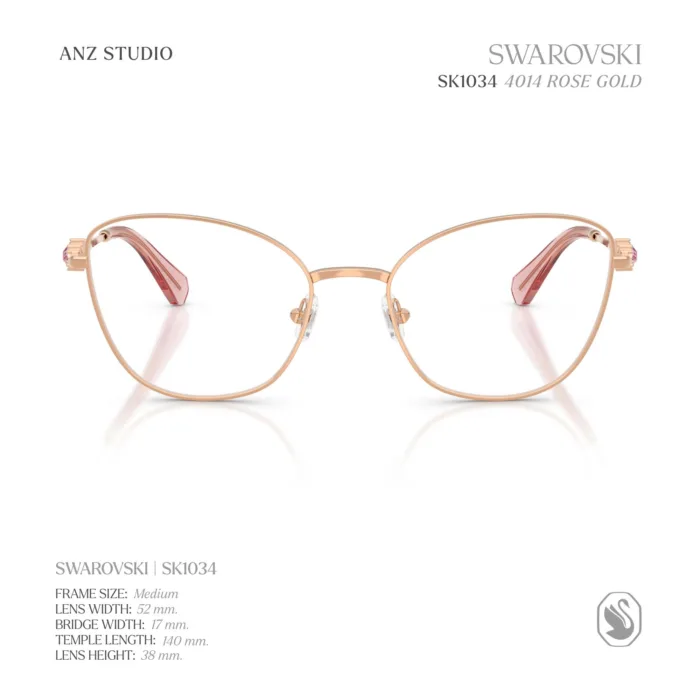 กรอบแว่นตา SWAROVSKI รุ่น SK1034 ทรง Cat Eye ประดับคริสตัล 3 เม็ด ของแท้ รับประกัน 2 ปี - Image 6