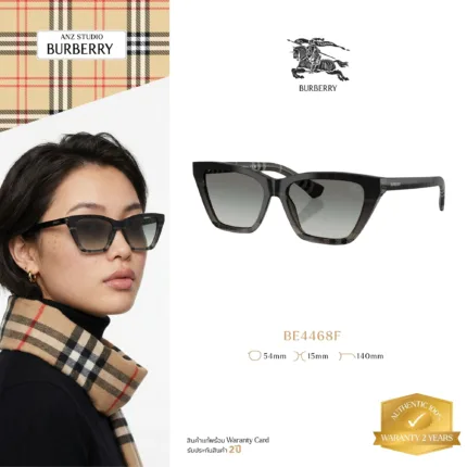 แว่นกันแดด BURBERRY รุ่น BE4468F ทรง Cat Eye ลาย Burberry Check Gradient ของแท้ รับประกัน 2 ปี