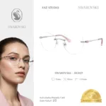 กรอบแว่นตา SWAROVSKI รุ่น SK1021 ทรง Phantos ไร้ขอบ ประดับคริสตัลเหลี่ยมแปดมุม ของแท้ รับประกัน 2 ปี