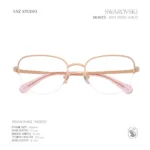 กรอบแว่นตา SWAROVSKI รุ่น SK1023 ทรง Cat Eye กึ่งไร้ขอบ พร้อมบานพับประดับคริสตัล Pavé ของแท้ รับประกัน 2 ปี - Image 3
