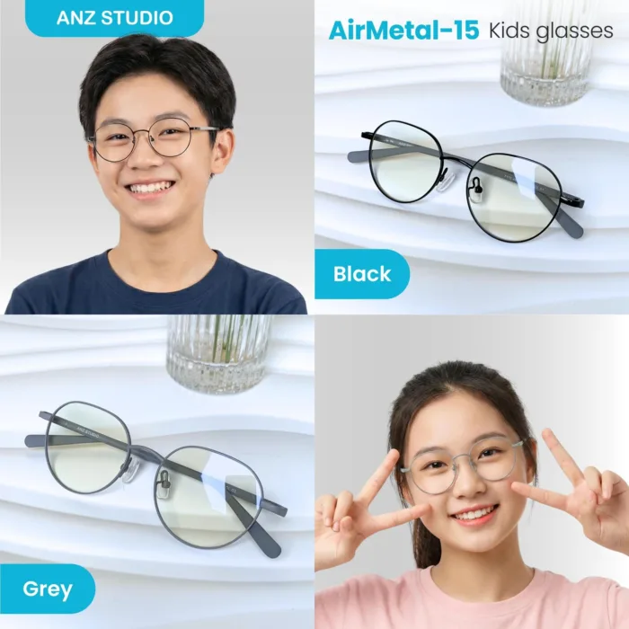 แว่นตาพร้อมเลนส์กรองแสง ANZ รุ่น AirMetal-15  สำหรับเด็ก 12–18 ปี - Image 10
