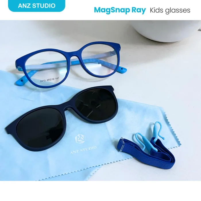 กรอบแว่นตา ANZ MagSnap Ray 2in1 พร้อมคลิปออนกันแดดแม่เหล็ก Polarized สำหรับเด็ก 6–12 ปี - Image 10