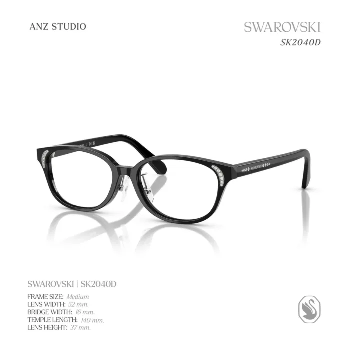 กรอบแว่นตา SWAROVSKI รุ่น SK2040D ทรง Oval ดีไซน์เรียบหรูด้วยกรอบผสมโลหะและอะซิเตท ของแท้ รับประกัน 2 ปี - Image 2