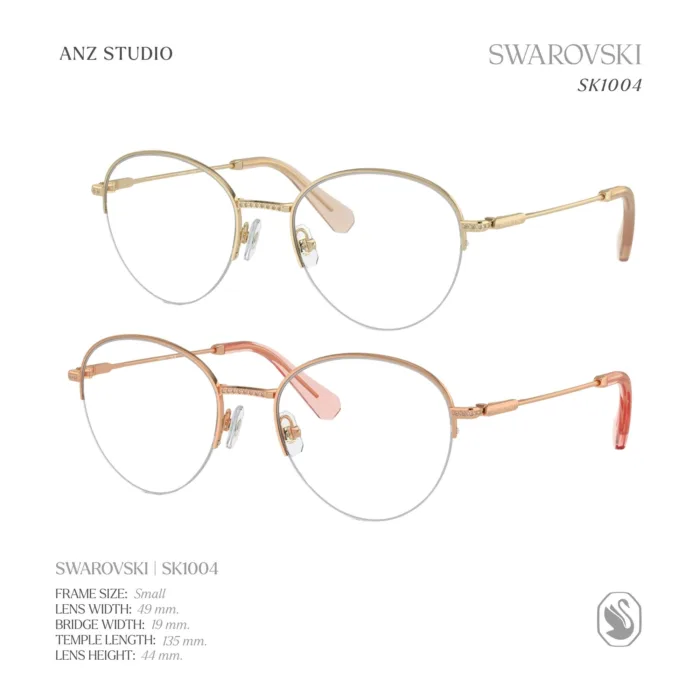 กรอบแว่นตา SWAROVSKI รุ่น SK1004 ทรง Phantos กรอบบางประดับคริสตัล ของแท้ รับประกัน 2 ปี - Image 2