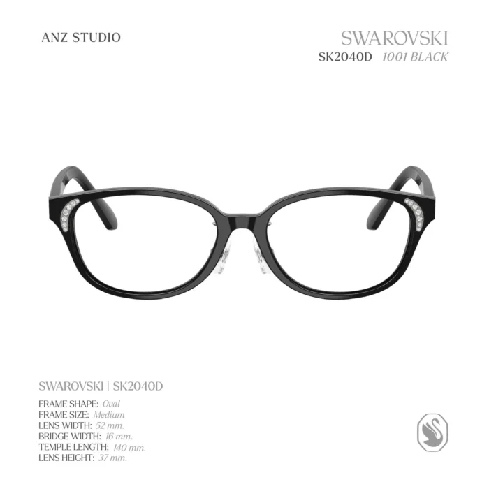 กรอบแว่นตา SWAROVSKI รุ่น SK2040D ทรง Oval ดีไซน์เรียบหรูด้วยกรอบผสมโลหะและอะซิเตท ของแท้ รับประกัน 2 ปี - Image 3