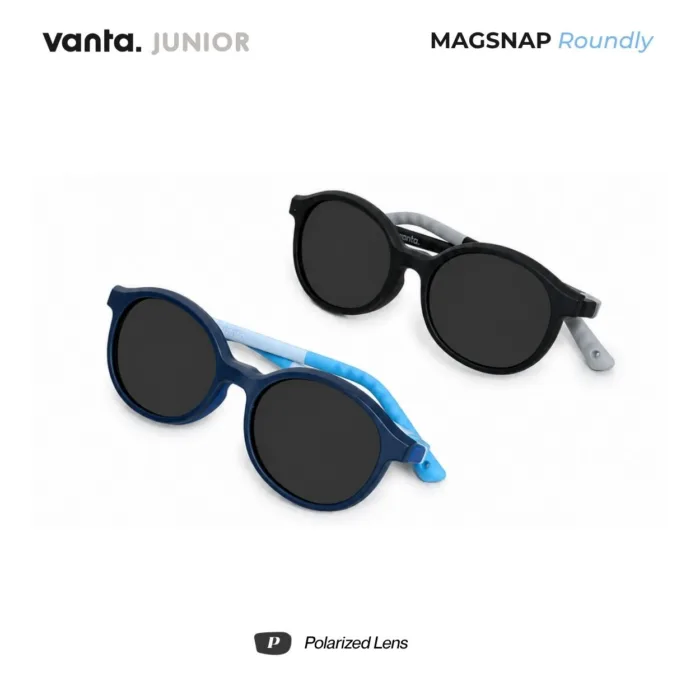 แว่นตาเด็กกรองแสงสีฟ้า vanta. MagSnap Roundly พร้อม Clip-on แม่เหล็ก Polarized UV400 อายุ 6–12 ปี - Image 2