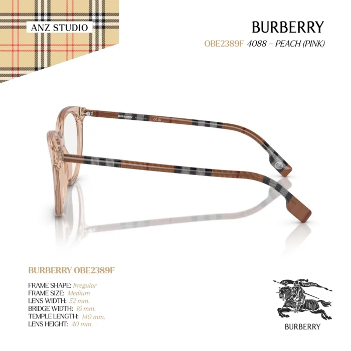 กรอบแว่นตา BURBERRY รุ่น BE2389F ทรง Irregular ขาแว่นลาย Burberry Check ของแท้ รับประกัน 2 ปี - Image 4