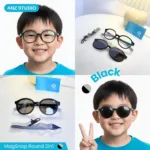 กรอบแว่นตา ANZ MagSnap Round 2in1 พร้อมคลิปออนกันแดดแม่เหล็ก Polarized สำหรับเด็ก 6–12 ปี - Image 3
