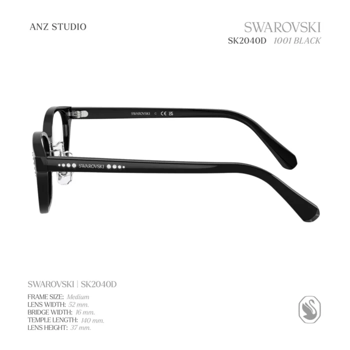 กรอบแว่นตา SWAROVSKI รุ่น SK2040D ทรง Oval ดีไซน์เรียบหรูด้วยกรอบผสมโลหะและอะซิเตท ของแท้ รับประกัน 2 ปี - Image 5