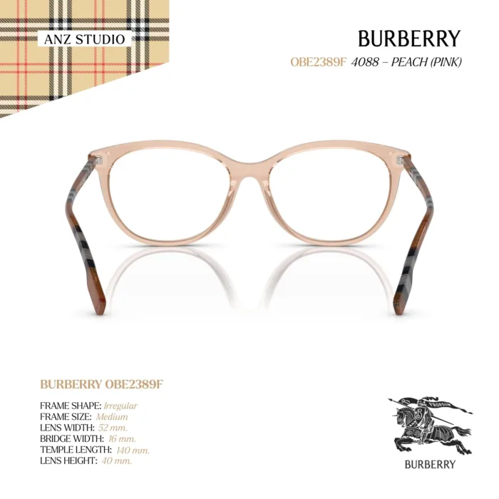 กรอบแว่นตา BURBERRY รุ่น BE2389F ทรง Irregular ขาแว่นลาย Burberry Check ของแท้ รับประกัน 2 ปี - Image 5