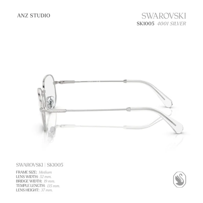 กรอบแว่นตา SWAROVSKI รุ่น SK1005 ทรง Rectangle ประดับคริสตัลบนสะพานแว่น ของแท้ รับประกัน 2 ปี - Image 5
