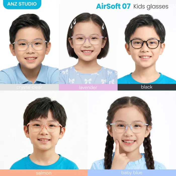 แว่นกรองแสงสำหรับเด็ก รุ่น AirSoft 07 แป้นจมูกและขาแว่น AirSoft Flexible นิ่ม เบา ใส่สบาย - Image 2