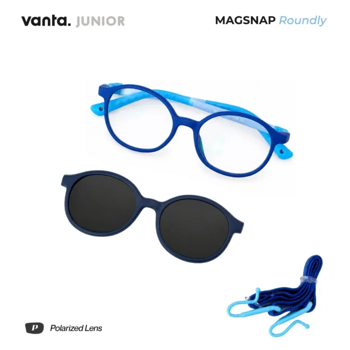 แว่นตาเด็กกรองแสงสีฟ้า vanta. MagSnap Roundly พร้อม Clip-on แม่เหล็ก Polarized UV400 อายุ 6–12 ปี - Image 4