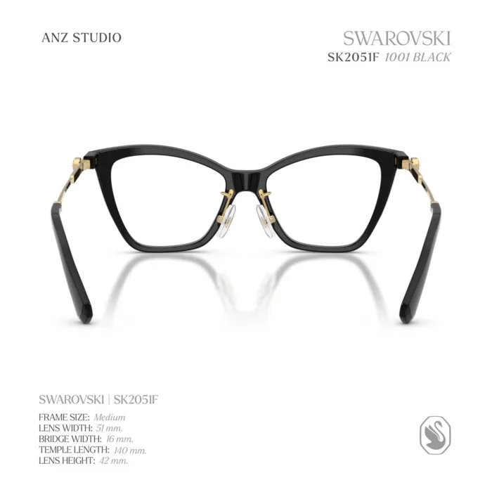 กรอบแว่นตา SWAROVSKI รุ่น SK2051F ทรง Cat Eye คริสตัลเหลี่ยมแปดมุม ของแท้ รับประกัน 2 ปี - Image 5