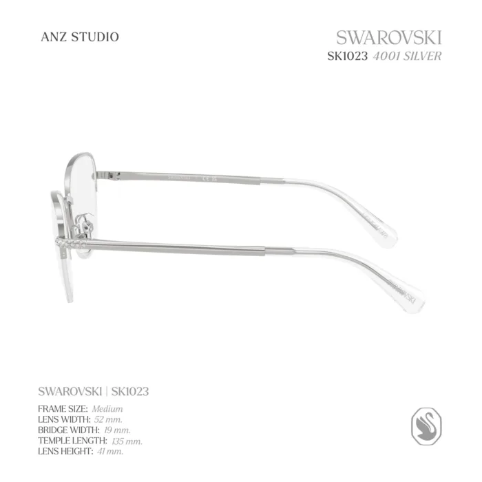กรอบแว่นตา SWAROVSKI รุ่น SK1023 ทรง Cat Eye กึ่งไร้ขอบ พร้อมบานพับประดับคริสตัล Pavé ของแท้ รับประกัน 2 ปี - Image 7