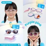 กรอบแว่นตา ANZ MagSnap Round 2in1 พร้อมคลิปออนกันแดดแม่เหล็ก Polarized สำหรับเด็ก 6–12 ปี - Image 5