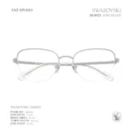 กรอบแว่นตา SWAROVSKI รุ่น SK1023 ทรง Cat Eye กึ่งไร้ขอบ พร้อมบานพับประดับคริสตัล Pavé ของแท้ รับประกัน 2 ปี - Image 6