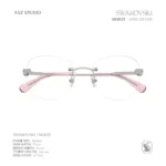 กรอบแว่นตา SWAROVSKI รุ่น SK1021 ทรง Phantos ไร้ขอบ ประดับคริสตัลเหลี่ยมแปดมุม ของแท้ รับประกัน 2 ปี - Image 6