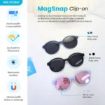 กรอบแว่นตา ANZ MagSnap Round 2in1 พร้อมคลิปออนกันแดดแม่เหล็ก Polarized สำหรับเด็ก 6–12 ปี - Image 8