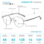 แว่นตาพร้อมเลนส์กรองแสง ANZ รุ่น AirMetal-15  สำหรับเด็ก 12–18 ปี - Image 3