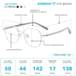 แว่นตาพร้อมเลนส์กรองแสง ANZ รุ่น AirMetal-17  สำหรับเด็กโตและวัยรุ่นอายุ 13 ปีขึ้นไป - Image 3