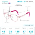 แว่นตาพร้อมเลนส์กรองแสง ANZ รุ่น MOMO-43 สำหรับเด็กเล็กอายุ 3–8 ปี - Image 3
