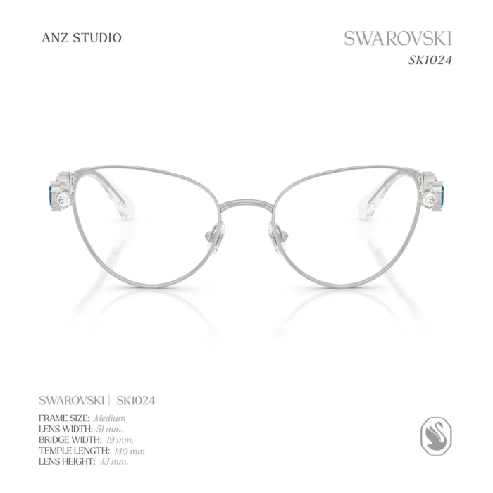 กรอบแว่นตา SWAROVSKI รุ่น SK1024 ทรง Cat Eye เฟรมโลหะประดับคริสตัล ของแท้ รับประกัน 2 ปี - Image 3