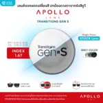 ANZ STUDIO ตัดเลนส์เปลี่ยนสี Transitions Gen S (Stock Lens) เลนส์ออโต้ จากแบรนด์ Apollo - Image 7