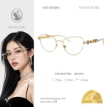กรอบแว่นตา SWAROVSKI รุ่น SK1024 ทรง Cat Eye เฟรมโลหะประดับคริสตัล ของแท้ รับประกัน 2 ปี