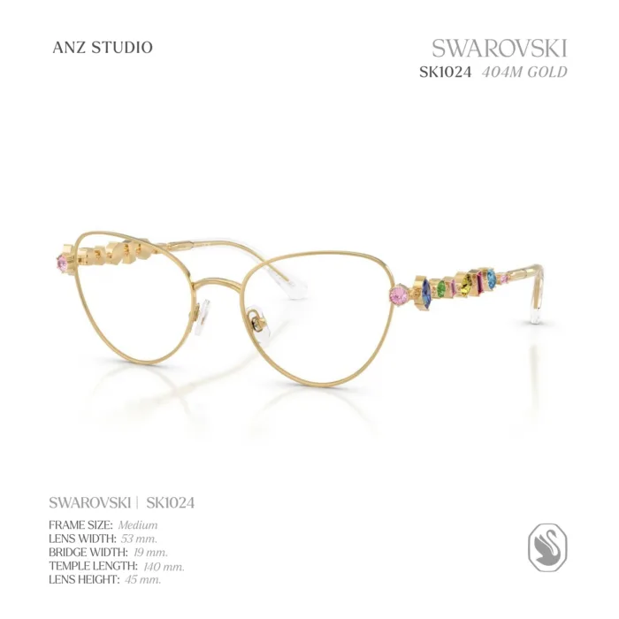 กรอบแว่นตา SWAROVSKI รุ่น SK1024 ทรง Cat Eye เฟรมโลหะประดับคริสตัล ของแท้ รับประกัน 2 ปี - Image 2