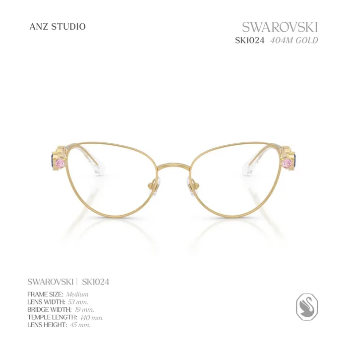 กรอบแว่นตา SWAROVSKI รุ่น SK1024 ทรง Cat Eye เฟรมโลหะประดับคริสตัล ของแท้ รับประกัน 2 ปี - Image 3