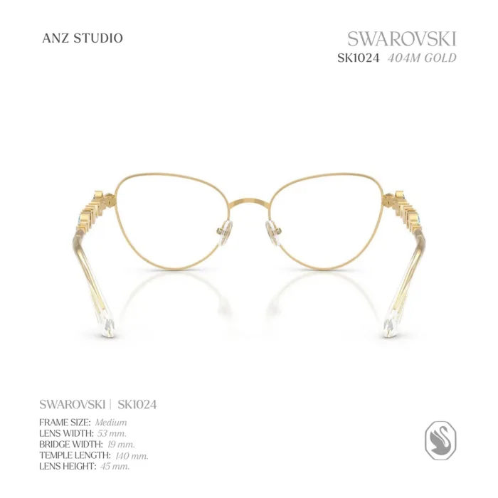 กรอบแว่นตา SWAROVSKI รุ่น SK1024 ทรง Cat Eye เฟรมโลหะประดับคริสตัล ของแท้ รับประกัน 2 ปี - Image 5
