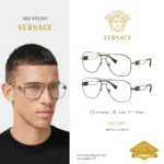 กรอบแว่นตา VERSACE รุ่น VE1287 ทรง Pilot เมดูซ่าสุดหรู ของแท้ รับประกัน 2 ปี