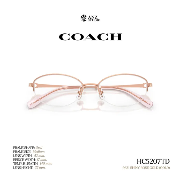 กรอบแว่นตา COACH รุ่น HC5207TD ทรง Oval กึ่งไร้ขอบ Titanium ดีไซน์บางเบา รับประกัน 2 ปี - Image 10