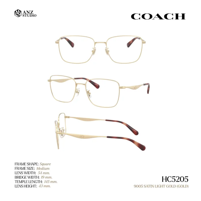 กรอบแว่นตา COACH รุ่น HC5205 ทรง Square โลหะดีไซน์เรียบหรู รับประกัน 2 ปี - Image 11