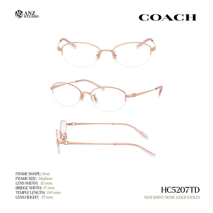 กรอบแว่นตา COACH รุ่น HC5207TD ทรง Oval กึ่งไร้ขอบ Titanium ดีไซน์บางเบา รับประกัน 2 ปี - Image 11