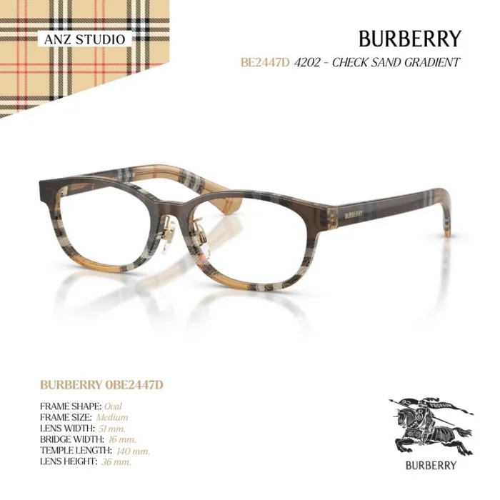 กรอบแว่นตา BURBERRY รุ่น BE2447D ทรง Oval ลาย Burberry Check ของแท้ รับประกัน 2 ปี - Image 7