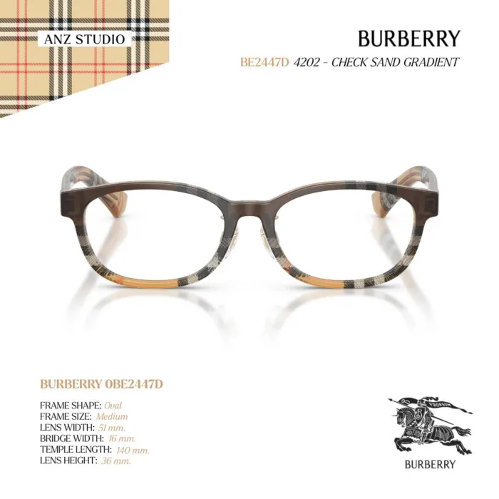กรอบแว่นตา BURBERRY รุ่น BE2447D ทรง Oval ลาย Burberry Check ของแท้ รับประกัน 2 ปี - Image 8