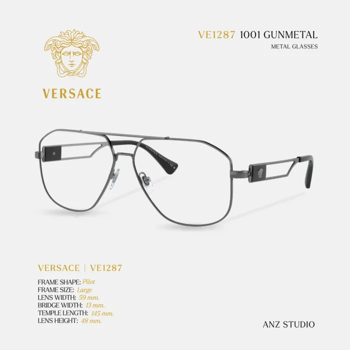 กรอบแว่นตา VERSACE รุ่น VE1287 ทรง Pilot เมดูซ่าสุดหรู ของแท้ รับประกัน 2 ปี - Image 2
