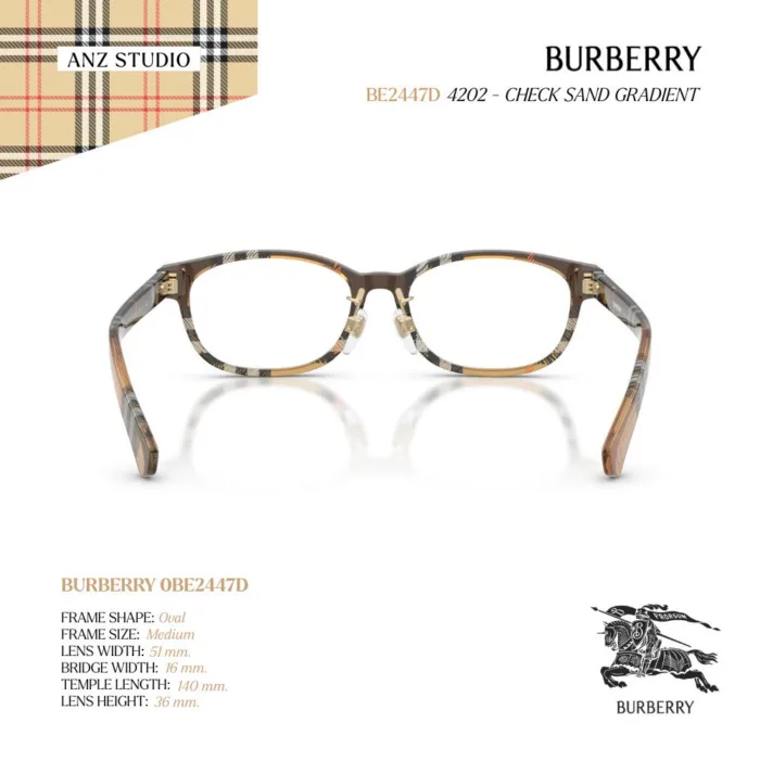 กรอบแว่นตา BURBERRY รุ่น BE2447D ทรง Oval ลาย Burberry Check ของแท้ รับประกัน 2 ปี - Image 10
