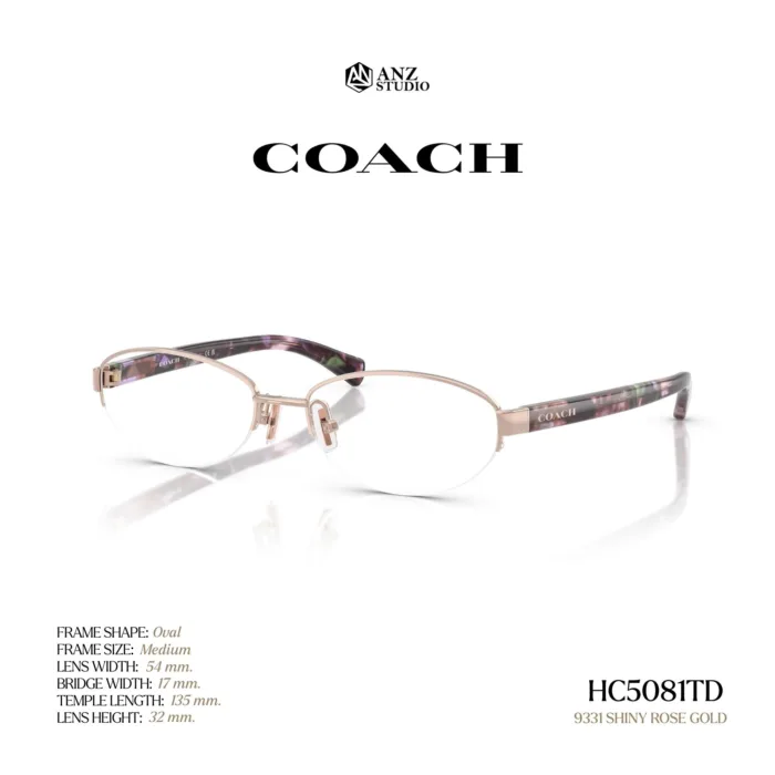 กรอบแว่นตา COACH รุ่น HC5081TD ทรง Oval กึ่งไร้ขอบ ดีไซน์บางเบา รับประกัน 2 ปี - Image 2