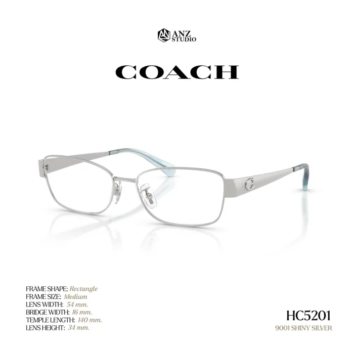 กรอบแว่นตา COACH รุ่น HC5201 ทรง Rectangle โลหะ ดีไซน์เรียบหรู รับประกัน 2 ปี - Image 2