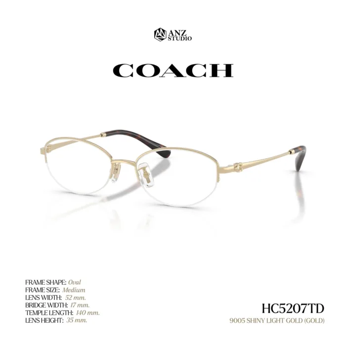 กรอบแว่นตา COACH รุ่น HC5207TD ทรง Oval กึ่งไร้ขอบ Titanium ดีไซน์บางเบา รับประกัน 2 ปี - Image 2