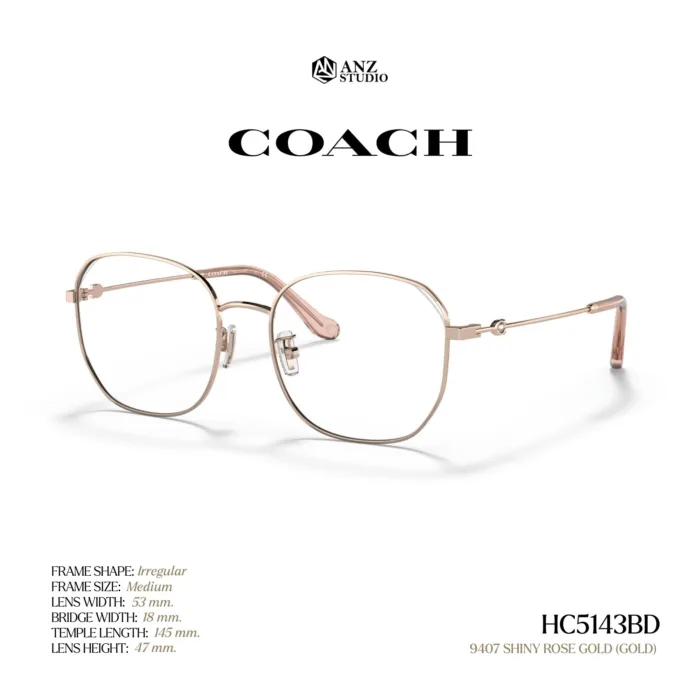 กรอบแว่นตา COACH รุ่น HC5143BD ทรง Irregular ดีไซน์ Metal Sculpted C รับประกัน 2 ปี - Image 2