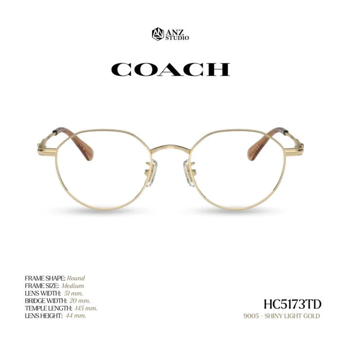 กรอบแว่นตา COACH รุ่น HC5173TD ทรง Round Titanium ดีไซน์เรียบหรู น้ำหนักเบา รับประกัน 2 ปี - Image 2