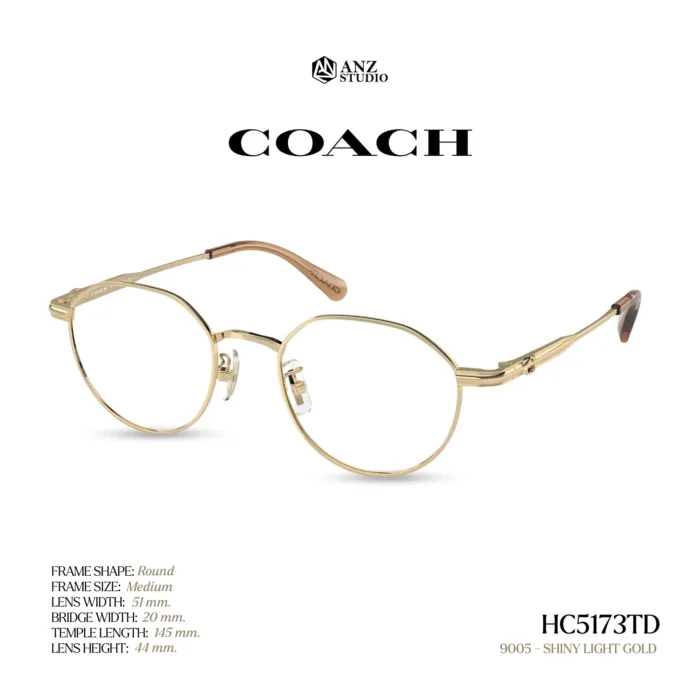 กรอบแว่นตา COACH รุ่น HC5173TD ทรง Round Titanium ดีไซน์เรียบหรู น้ำหนักเบา รับประกัน 2 ปี - Image 3