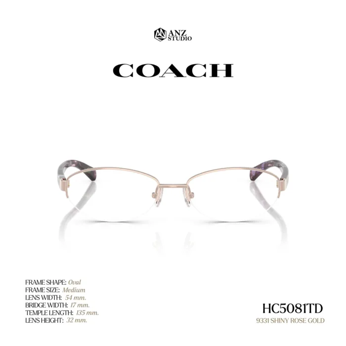 กรอบแว่นตา COACH รุ่น HC5081TD ทรง Oval กึ่งไร้ขอบ ดีไซน์บางเบา รับประกัน 2 ปี - Image 3