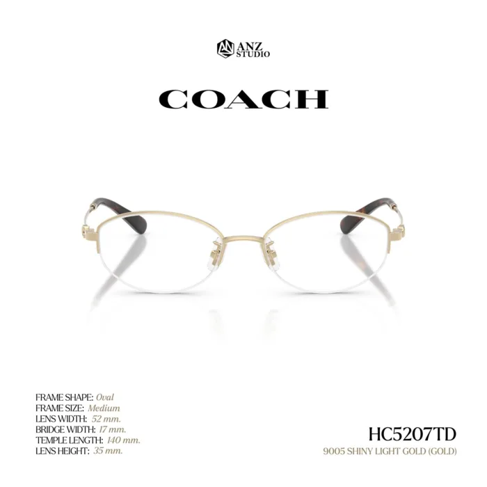 กรอบแว่นตา COACH รุ่น HC5207TD ทรง Oval กึ่งไร้ขอบ Titanium ดีไซน์บางเบา รับประกัน 2 ปี - Image 3