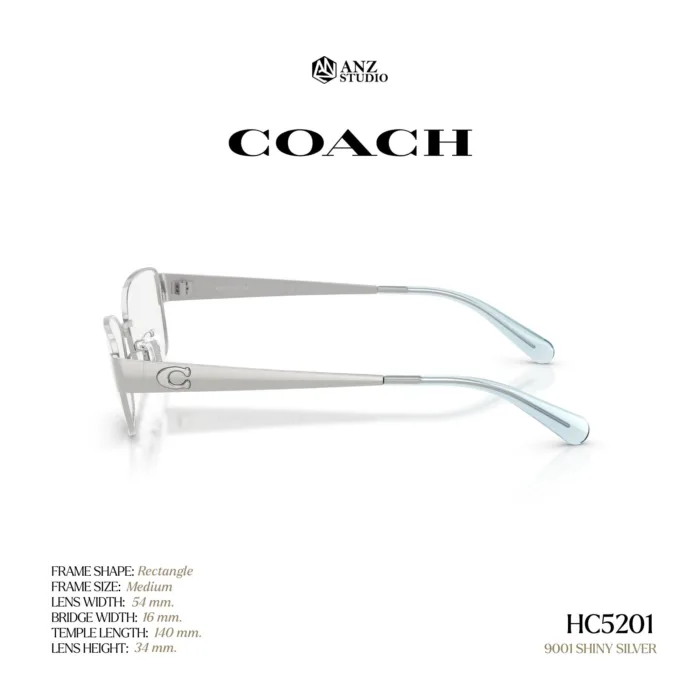 กรอบแว่นตา COACH รุ่น HC5201 ทรง Rectangle โลหะ ดีไซน์เรียบหรู รับประกัน 2 ปี - Image 6